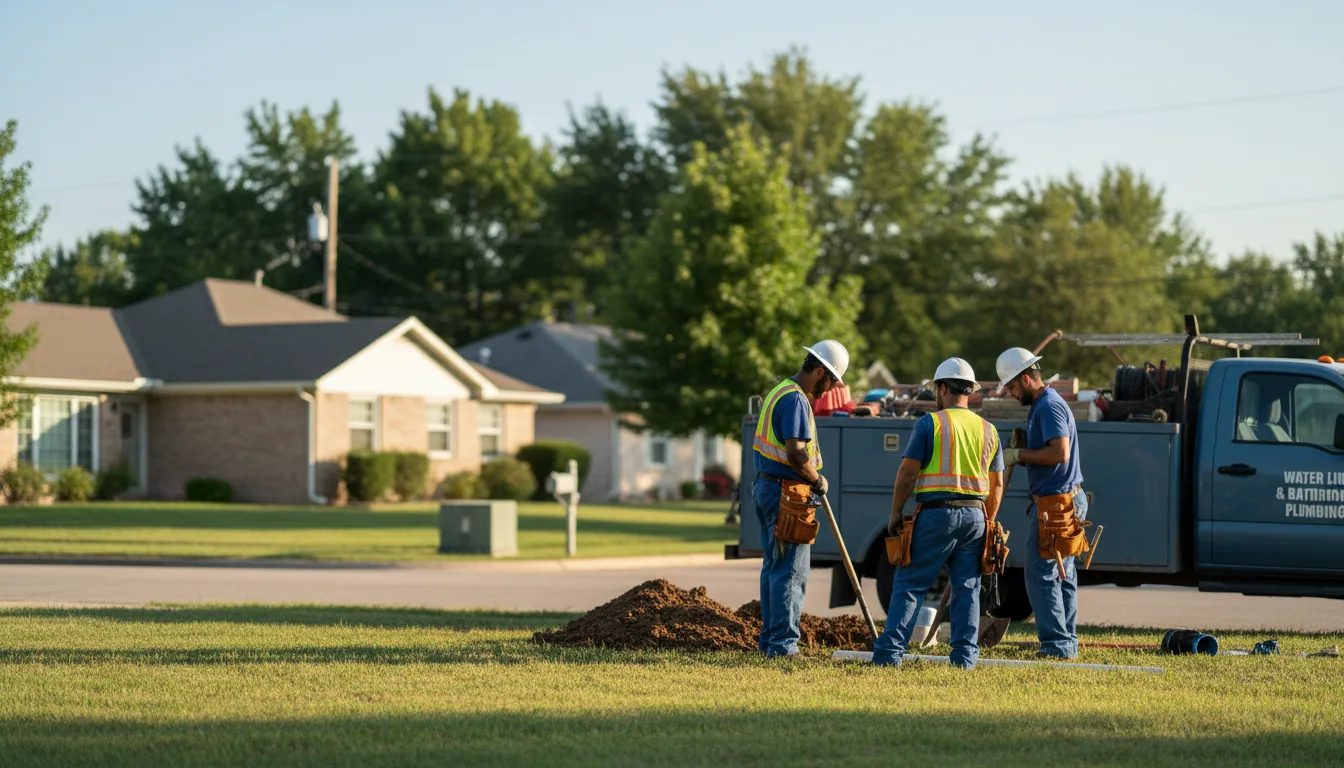Residential water line and bathroom plumbing service in Goldsmith, IN